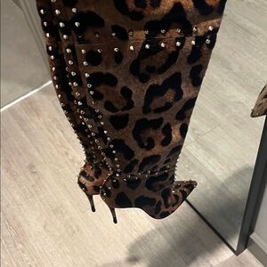 Christian Louboutin Leopard Print Over the Knee Boots
